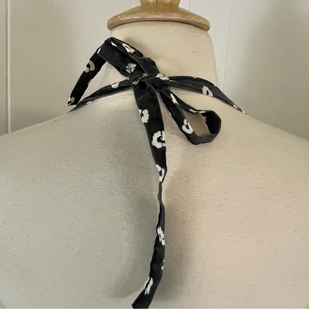 Vintage Floral Bikini Top Shorts Set Women’s XL Black White High Rise Union - Picture 9 of 15